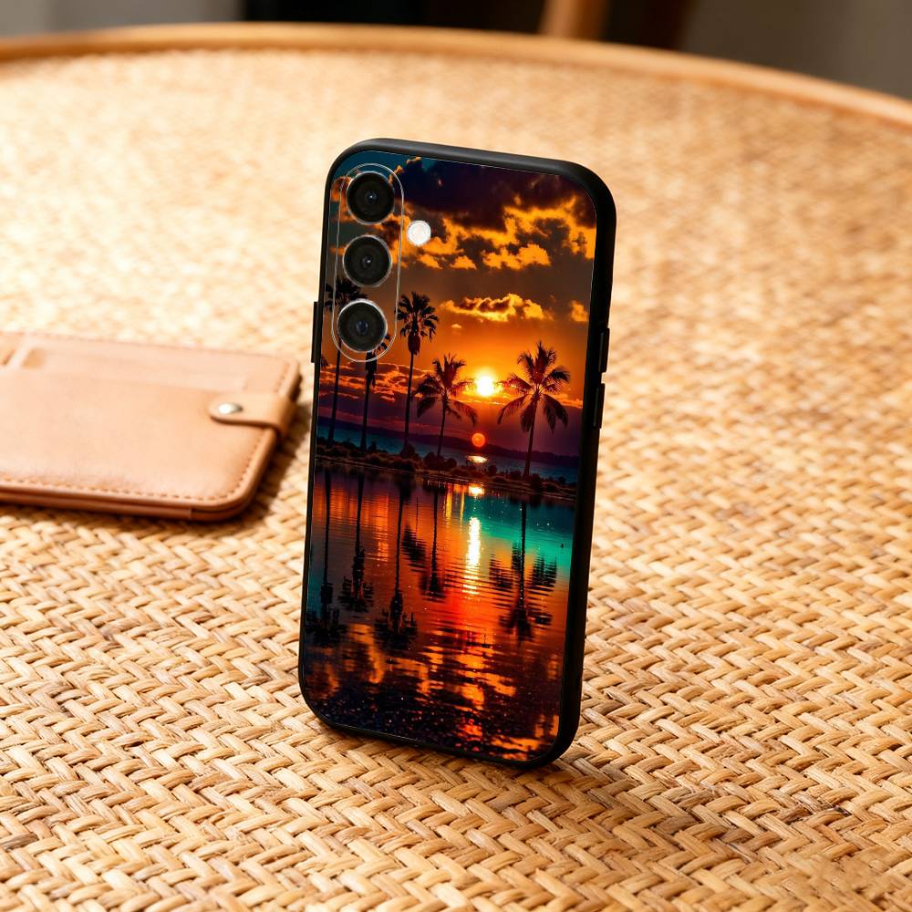

P-Picturesque S-Sunset Phone Case For Samsung A73,72,71,53,52,51,22,91,80, Soft Black Cover Samsung a50 30s 50s