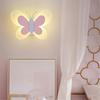 Dětská lampa do pokoje Moderní nástěnné lampy s motýly, Růžové křídlo & Bílá
