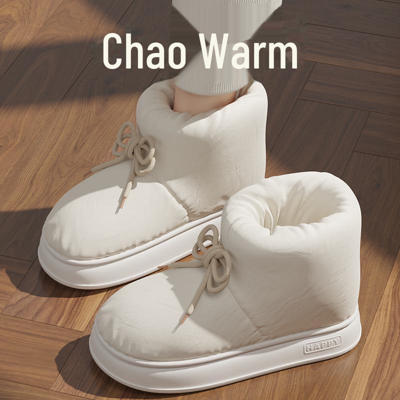 Cozy Thick-Soled Cotton Slippers for Couples, Non-Slip, Velvet-Lined, Perfect for Indoor Winter Warmth.