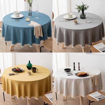 Mantel redondo grande de color sólido, impermeable y antiincrustante, mantel para mesa de comedor