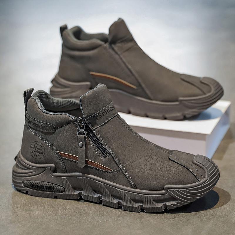 New winter retro leather brown high-top leather shoes sports soft-soled Martin boots