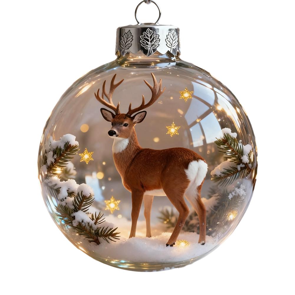 3D Crystal Ball, Wildlife Wonders Ornament Collection Set,2D Forest Animal Christmas Tree Pendant Festive Atmosphere Decoration