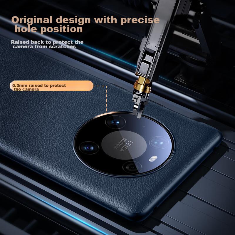Phone Case for Huawei Mate60, Flip Cover Smart High-Definition View Window Genuine Leather Full Protection Anti-Drop Business Ultra-Thin Case for Me
