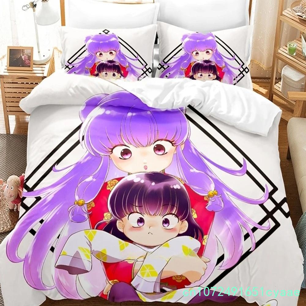 Ranma 1/2 Bedding Set Single Twin Full Queen King Size Bed Set Adult Boys Bedroom Duvetcover Sets 3D Print Anime Bed Sheet Set
