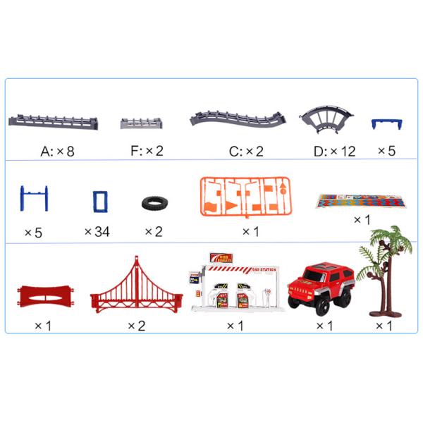 73pcs Car Track Toy Creative Educational DIY Playset Ladder Toy Car Slider Without Battery for Kids