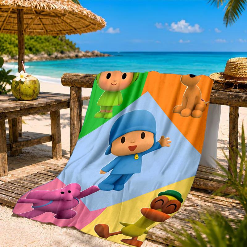 Pocoyo's Colorful Adventure Beach Towel, Quick-drying, Easy to Care for, Suitable for Both Fitness and Beach Vacations,Sports Essential