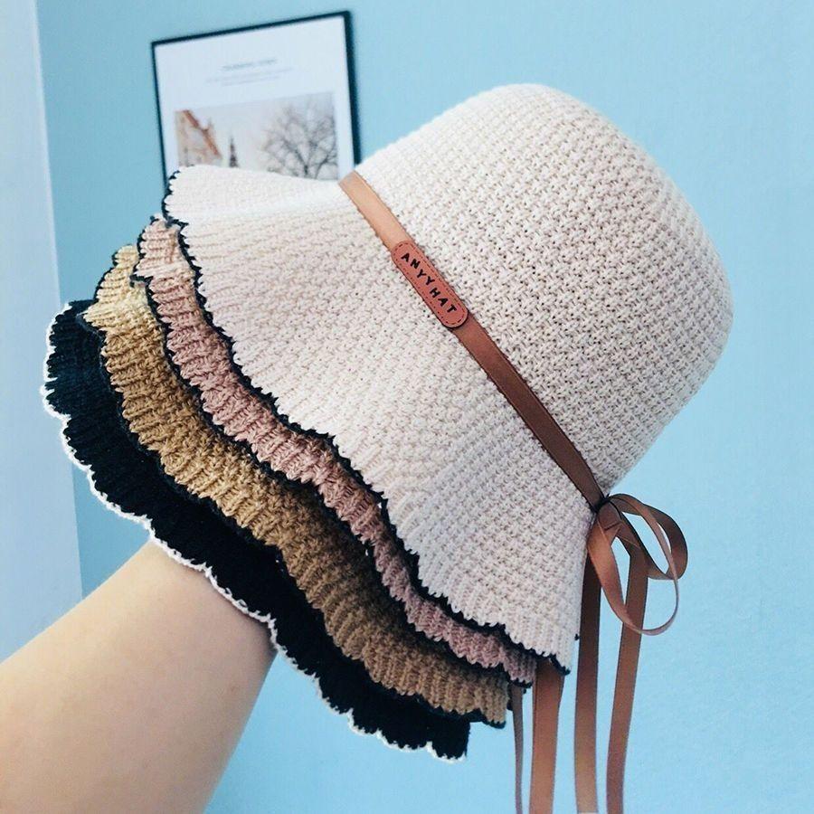 New Versatile Knitted Fashionable Fisherman Hat with Sunshade Bow and Foldable Sun Protection for Travel