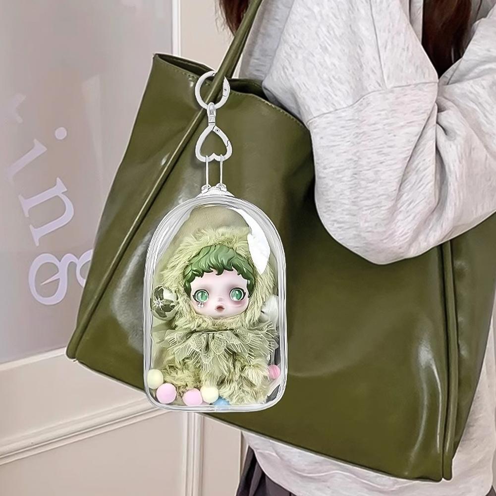 For 17cm Labubu V2 V3 15cm Cotton Doll Skull Panda Outfit Crossbody Pain Bag PVC Storage Bag Display Bag