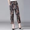 Zomer Dames Harembroek Casual Hoge Taille Broek Geprint Elastische Taille Middelgrote Rechttoe-pijp Broek voor Moeders