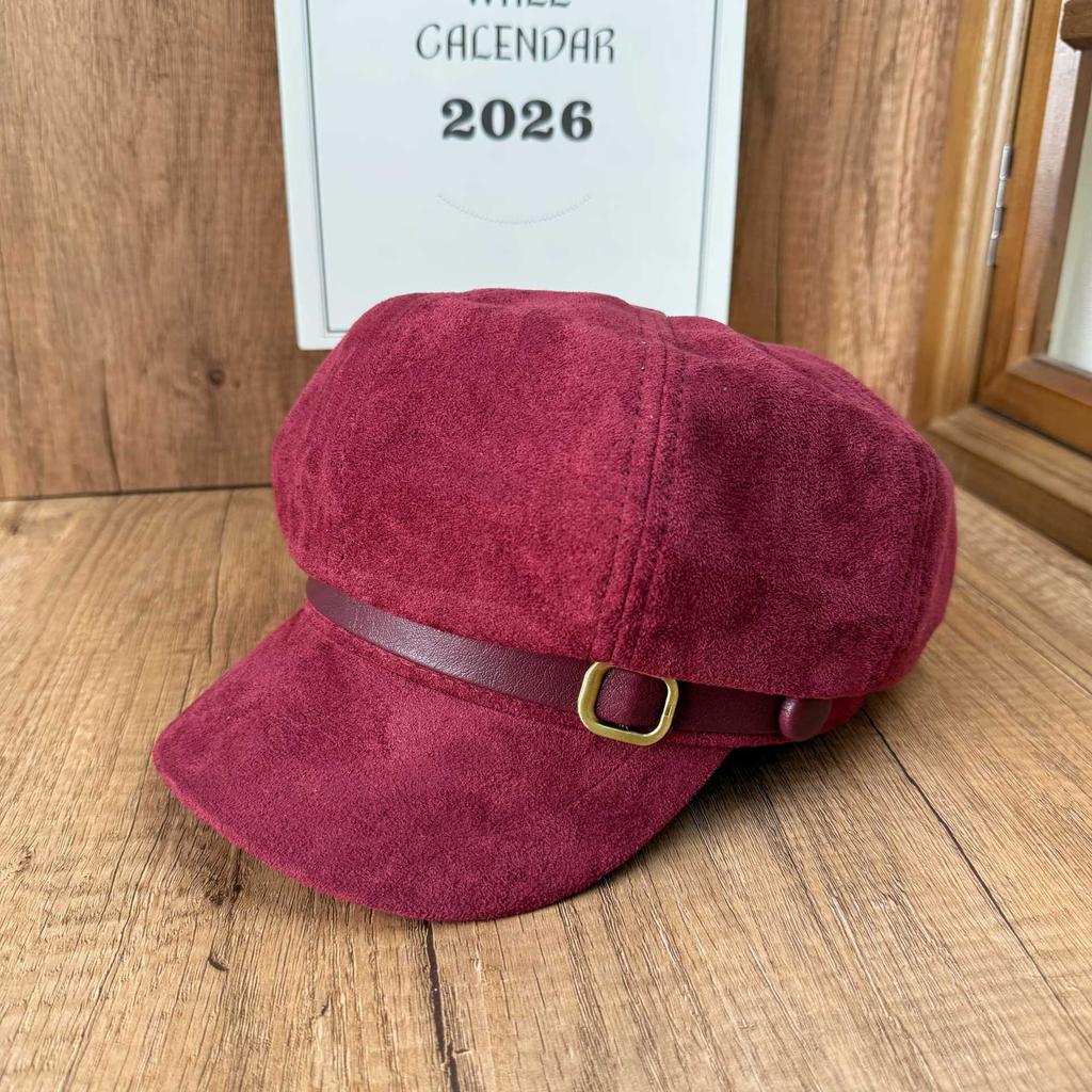 British Retro Style Octagonal Hat Spring Autumn Winter High Quality Suede Fabric Outdoor Fashion Versatile Popular Octagonal Hat