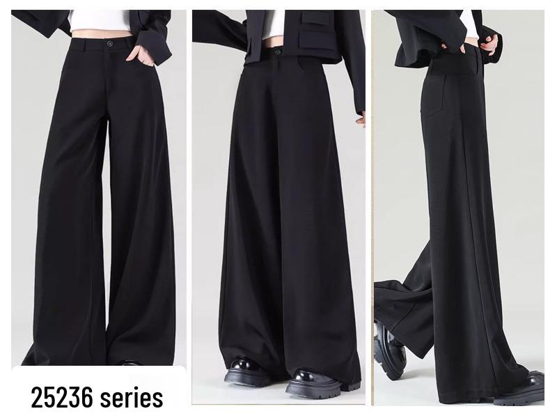 Women's Black Casual Slimming Wide-Leg Suit Pants (Spring/Autumn 2026)