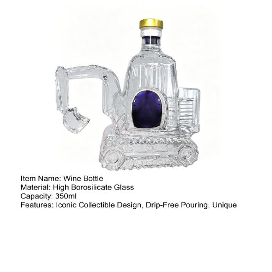 Excavator Shape Glass Whiskey Decanter 3D Vehicle Liquor Bottle