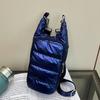 Water Cup Bag with Wide Shoulder Strap Double Zippered Pockets Waterproof Fabric Adjustable Strap Quilted Fabric Phone Bag