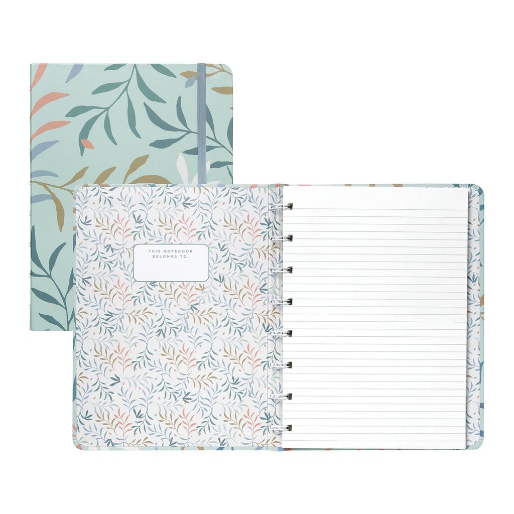 Filofax Botanical Collection Refillable Notebook, A5 Size, 112 Lined Pages, 56 Refillable Pages, Mint (B179519U)
