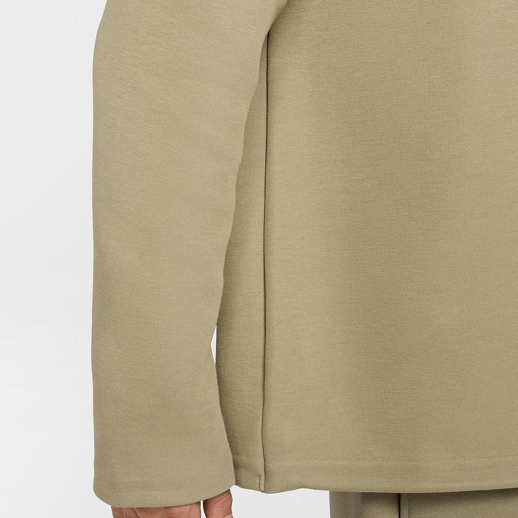 Nike Tech Fleece Reimagined Solid Color Loose Fit Long Sleeve Polo Shirt Men tops Olive-Green FZ7571-276