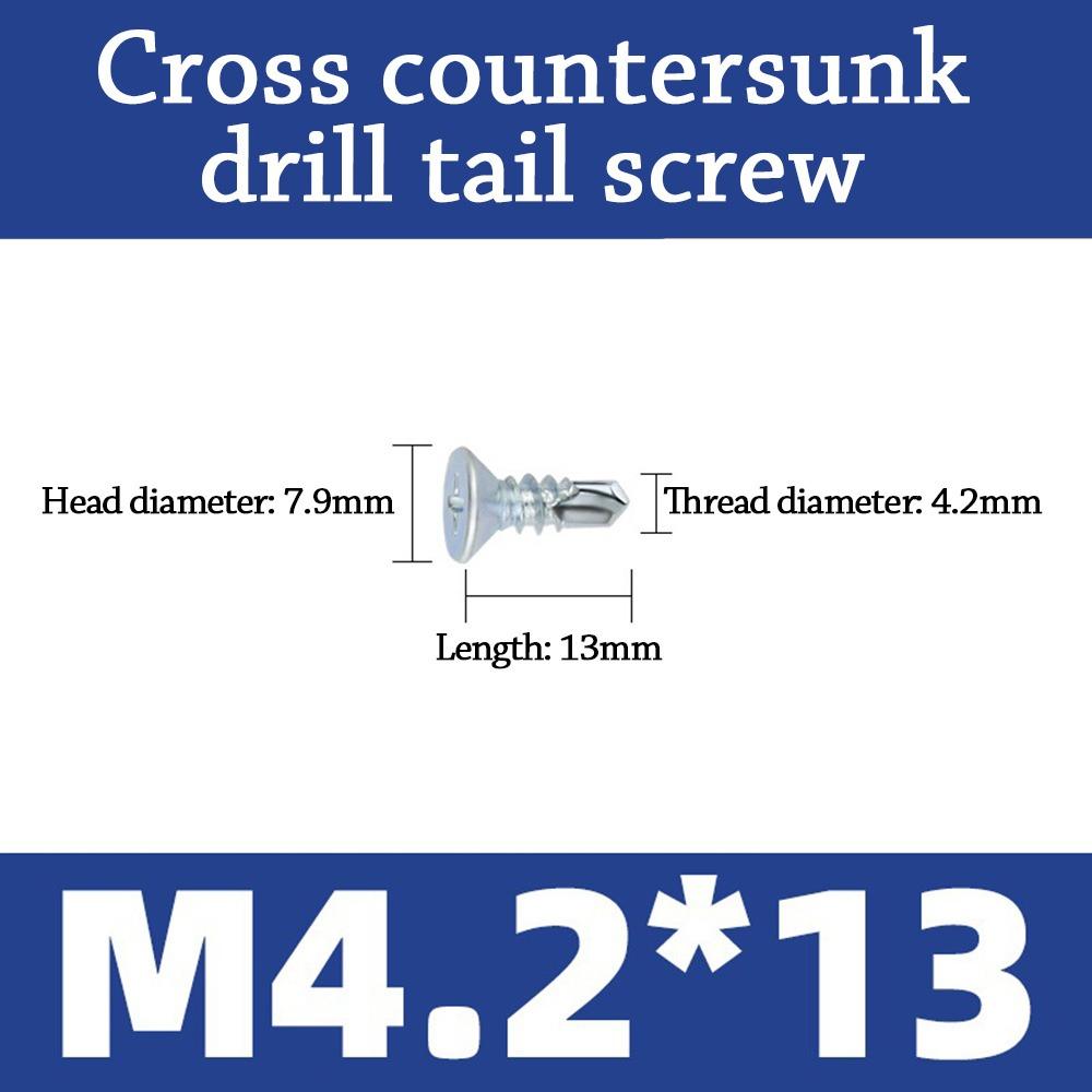 500g M4.2 Self-Drilling Screws Length 13-50mm Countersunk Head Self-Tapping Screws Quick Tapping Dovetail Wire Drilling Screw