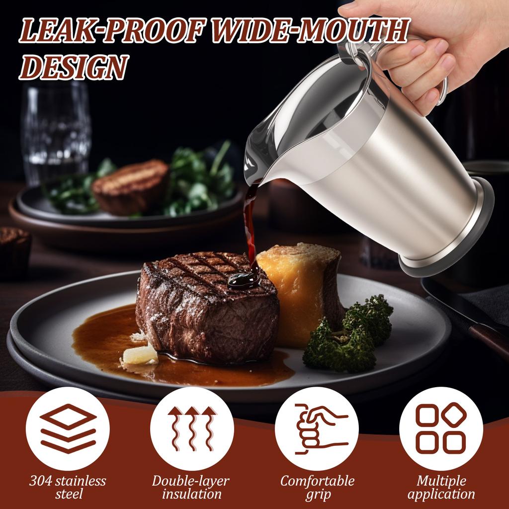 Stainless Steel Gravy Boat 450/750ml Gravy Sauce Jug with Hinged Lid for Family Dinner, Thanksgiving, Halloween, Christmas
