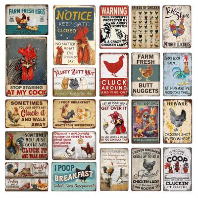 Crazy Chicken Coop Sign Retro Metal Welcome Plaque Funny Farmhouse Perfect For Henhouse Or Kitchen Ideal Farm Gift Wall Decor