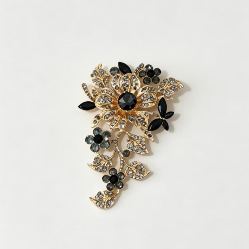 Sparkly Rhinestone Flower Brooch Pins Multicolor Exquisite Design Corsage Jewelry Accessories For Wedding Party Daily Wear