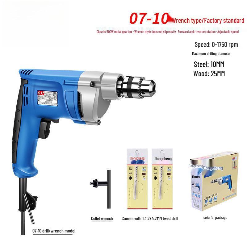 Multifunctional 220V High Power Electric Drill with Forward/Reverse Adjustment for Household Use.