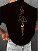 Men's Summer 100 Cotton Fashionable Casual Loose Plus Size Moon and Starry Sky Pattern Printed Round Neck Short Sleeve T-shirt