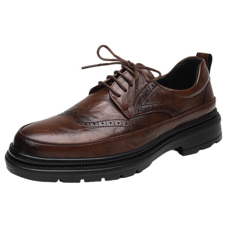 2025 spring and autumn new men's block casual leather shoes men's formal business men's shoes men's English leather Sh