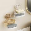 1PCS Butterfly Suction Cup Soap Holder Double-Layer Soap Box with Sponge No Drilling Drainage Water Soap Storage Bathroom Shelf