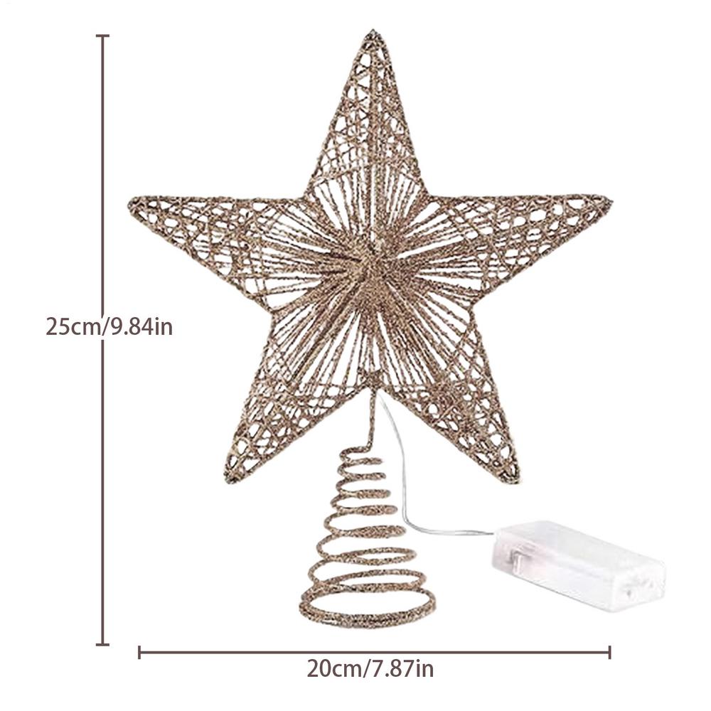 Christmas Tree Topper Decoration Iron Star-shaped LED Light Tree Toppers For Festival Wedding Party Office New Year Holiday