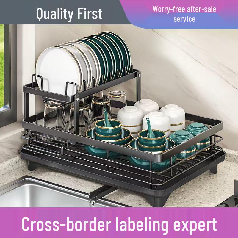 Multifunctional Kitchen Countertop Dish Rack with Storage for Bowls, Chopsticks, Plates, and Cutlery
