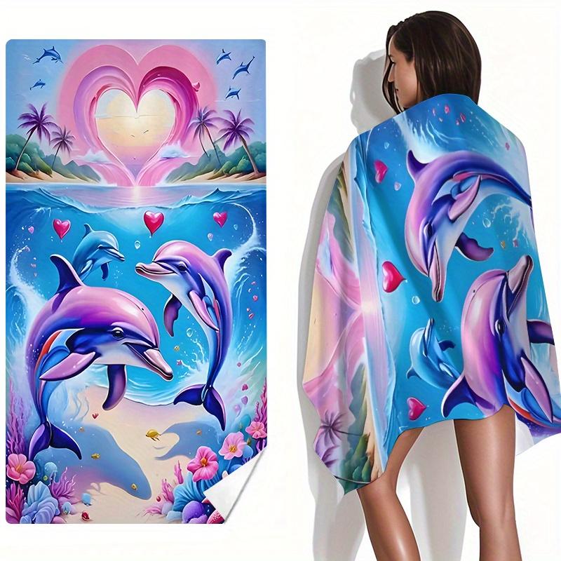 Tropical Dolphin Beach Towel Summer Vacation Print Pool Side Towel Large Design Beach Decor Gift Mat Ocean Life Resort Wear
