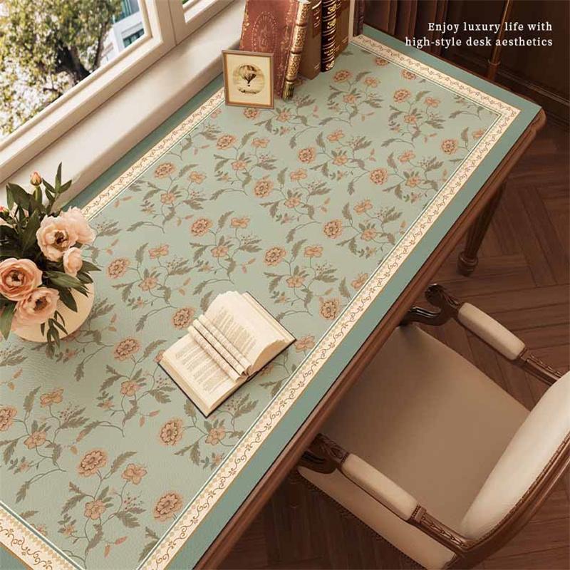 Leather Desk Mat Vintage Waterproof Desk Pad Non-Slip Cut To Size Writing Table Mat for Elegant Office & Gaming Setup