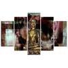 Five piece picture canvas print Buddha Golden Abstraction