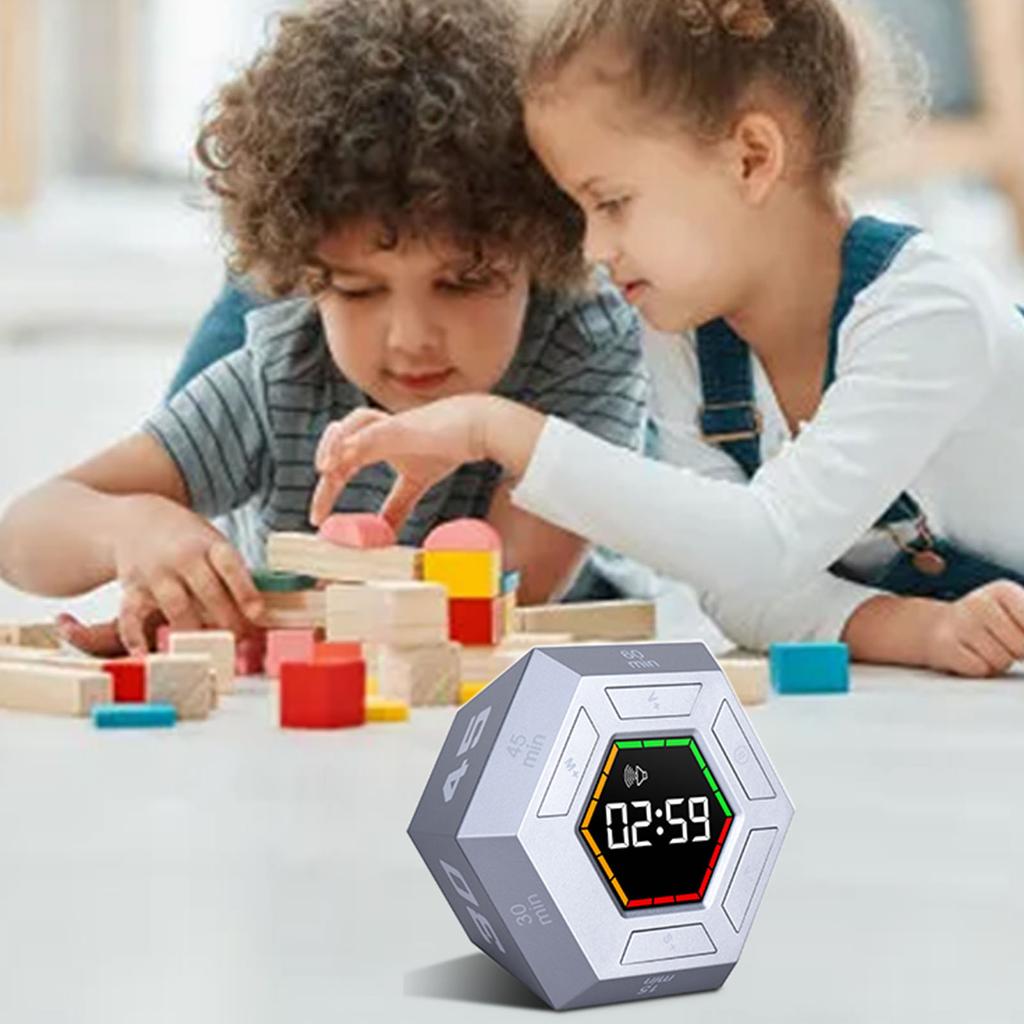 Plast LED-display Digital Timer För Klassrumsinlärningsuppgift Sexkantig Form Timer Elever Tidsplaneringsverktyg
