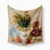Famous Oil Painting Twill 100% Silk Scarf Fashion Bandana Women Scarf Wraps 53cm Square Scarves Hijab Head Scarf Neckerchief