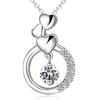 Ashley Jewelry Necklace, Sterling Silver 925, Heart Circle Pendant, CZ Diamond (Cubic Zirconia), Women's Gift, Popular