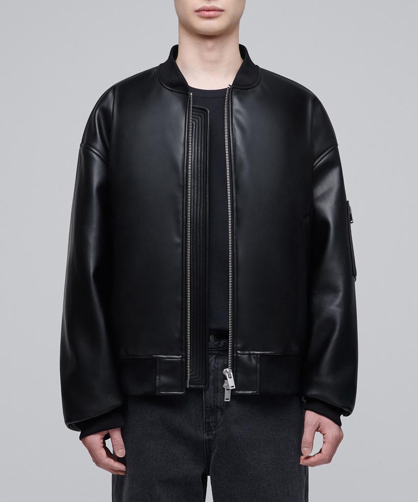 Musinsa Standard Synthetic Leather Extra Oversized Ma-1 Bomber Jacket [Black]
