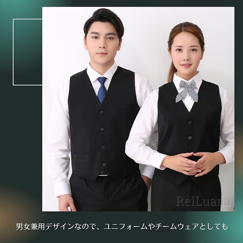 [ReiLuana] vest gilet suit formal men's Re waistcoat Dees business lightweight Expansion and contraction Popularity cool fashionable casual black