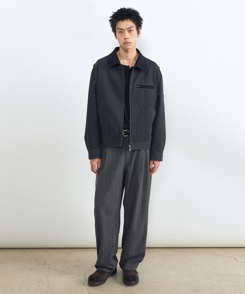 INSILENCE Striped Trucker Pants Grey