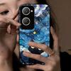 Case for Vivo Y28s 5G Y18 Y18s Y03 Y03t Anime Black Cat Starry Cloud Print Phone Cover Acrylic Hard Back Shell With Flexible TPU Edge