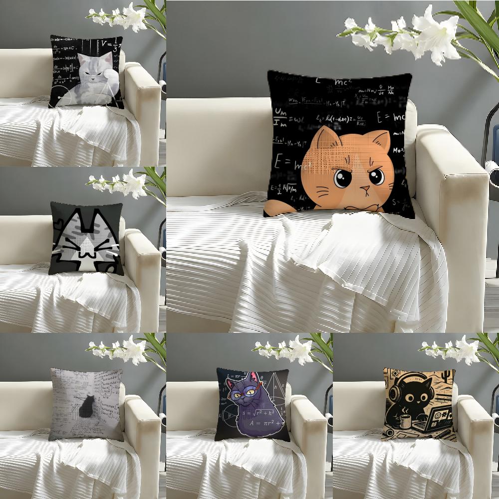 Funny Cat Thinking Network Pattern Pillow Case Home Living Room Decoration Linen Pillowcover Pillow Cases Cushion Cover