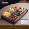 Jingqingfu Goldrand Gehämmertes Glas Schüssel & 6-Fächer Holz Tablett Set