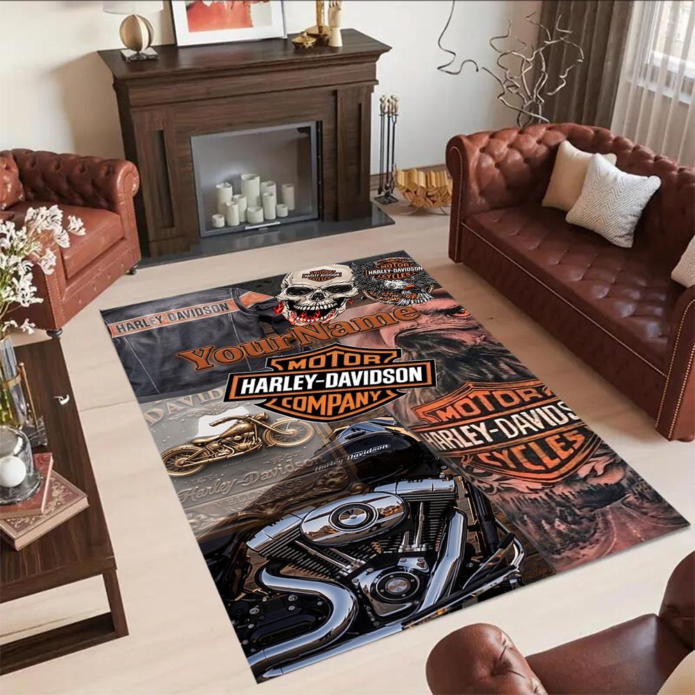 Harley-davidson Motorcycles Personalized Name Floor Mat Suitable for Dormitory Balcony Entryway Foyer Anti-slip Rug Office Home Decor