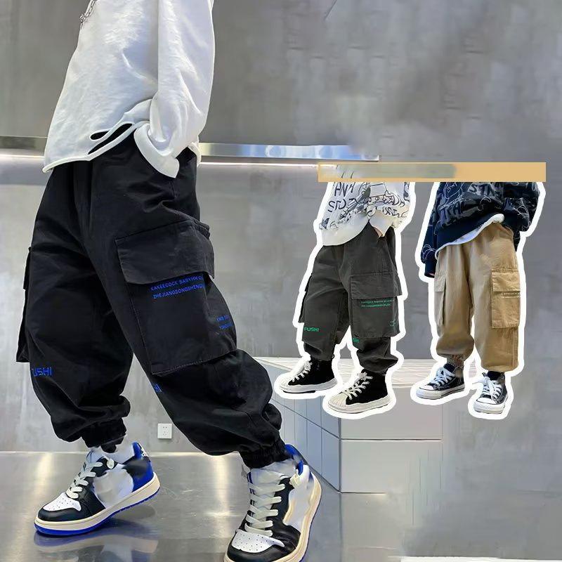 Boys Cargo Pants Spring Autumn Casual Long Style Trousers Kids Joggers Children Sport Outdoor Pants
