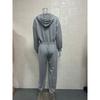 Frühlings- und Herbst-Jumpsuit-Hoodie-Set für Damen, einfarbig, lässiger Anzug, Kapuzenoberteil, elastischer Bund, Knöchellange Hose, Neue Mode