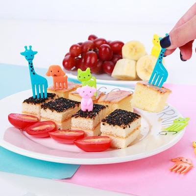 52Pcs Mini Cartoon Animal Fruit Fork Children Dessert Fork Party Decoration