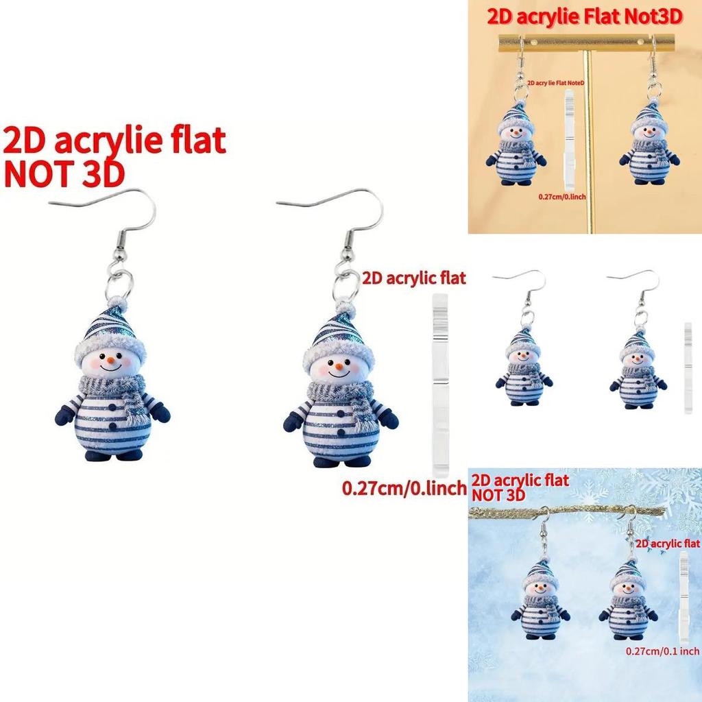 Christmas Cartoon Snowman Acrylic Earrings With Silver Pins For Men And Women