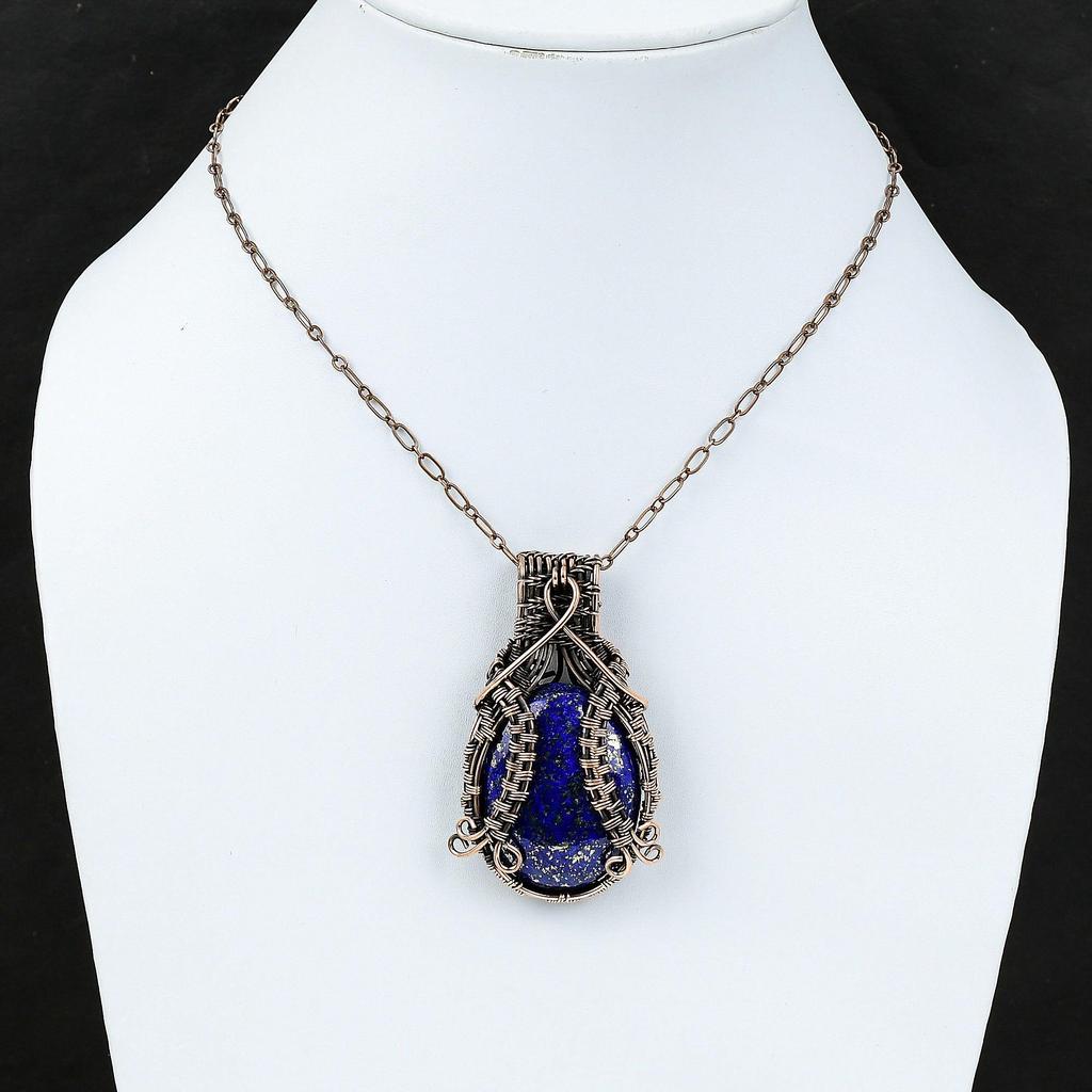 Lapis Lazuli Pendant Copper Wire Wrapped Pendant Handmade Gemstone Pendant Copper Jewelry Wire Wrapped Jewelry For Gift Lapis Lazuli Jewelry