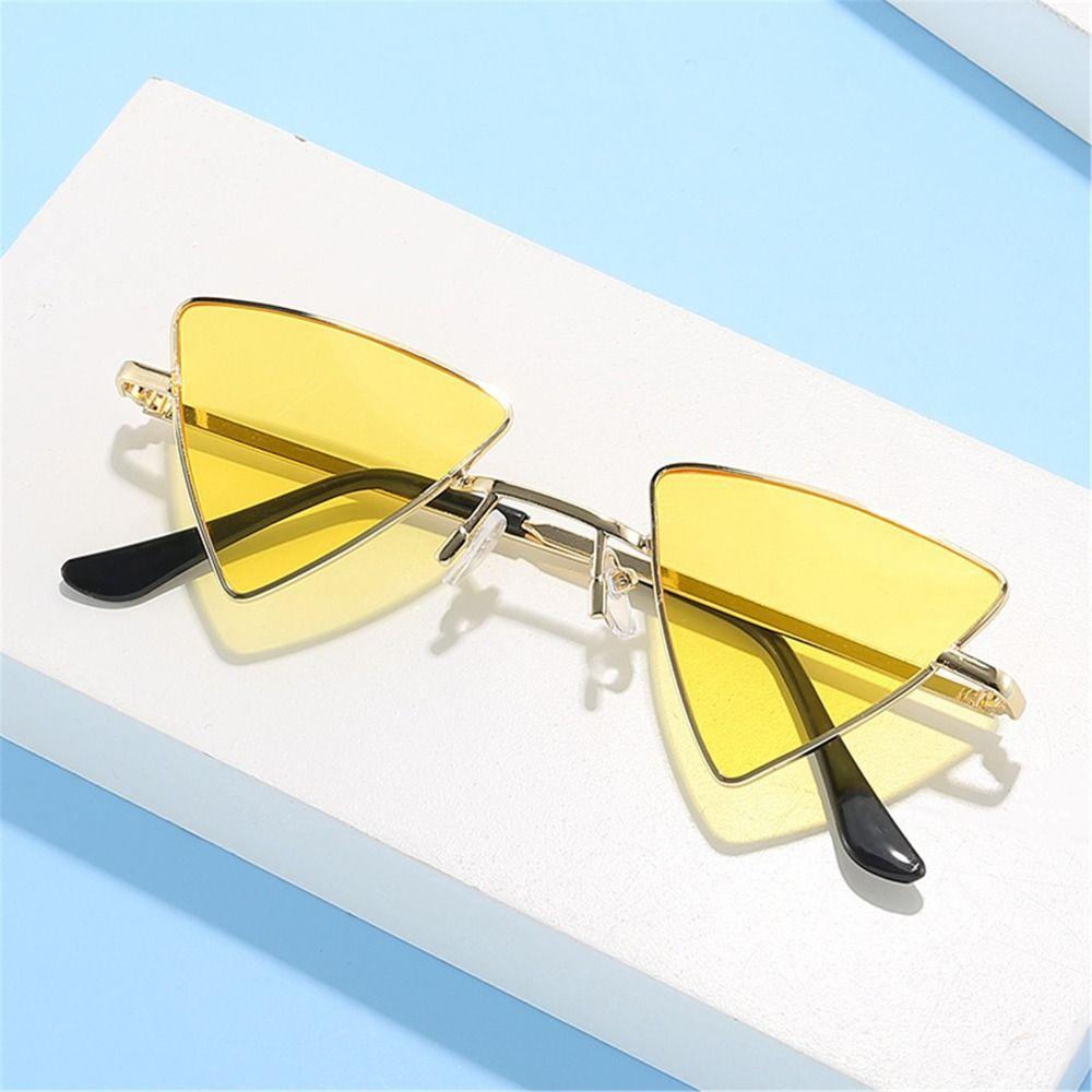 Small Triangular Frame Sunglasses Women Men Metal Frame Tinted Colorful Lens Sun Glasses Designer UV400 Shades Punk Eyewear