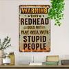 Redhead Humor Aluminum Sign - Warning Wall Decor Plaque, Indoor/Outdoor Durable Metal Art for Home Decor