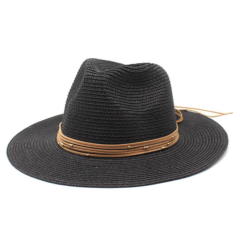 Barnabas Jazz Hat Women'S Fashion Belt Buckle Sunscreen Shade Straw Hat